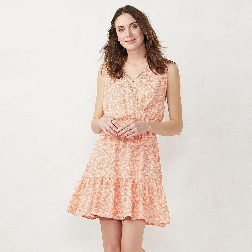 Lauren Conrad Orange And White Dress size L